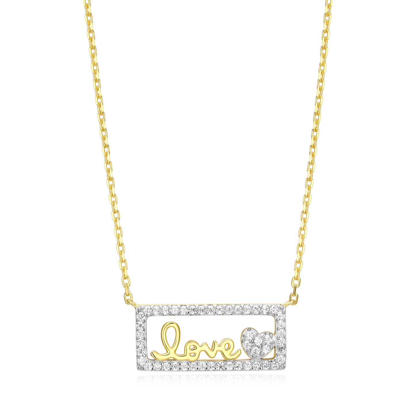 Framed Love Necklace in 14K Yellow Gold-Plated Sterling Silver | M by Monte Luna