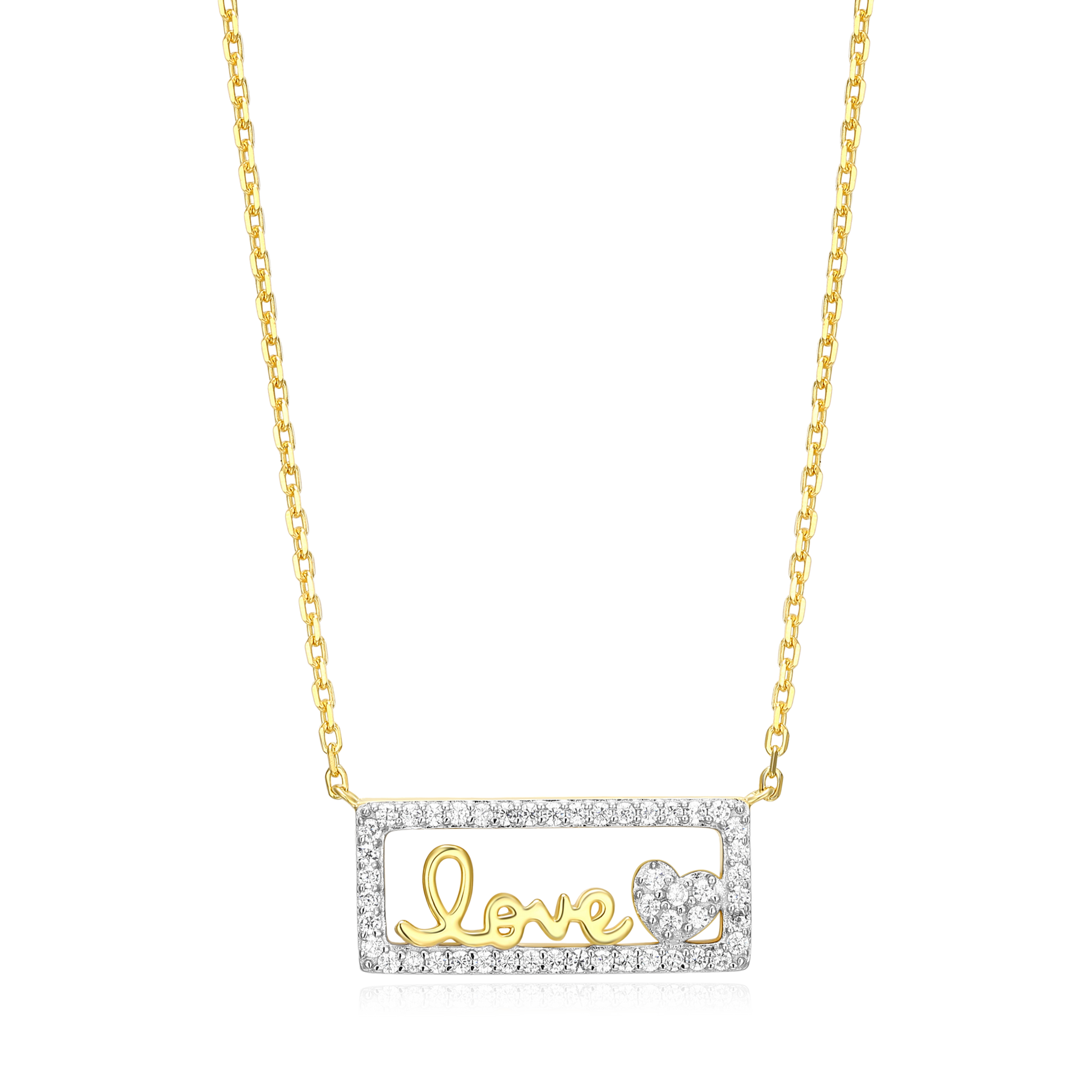 Framed Love Necklace in 14K Yellow Gold-Plated Sterling Silver | M by Monte Luna