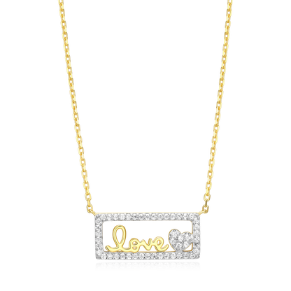 Framed Love Necklace in 14K Yellow Gold-Plated Sterling Silver | M by Monte Luna