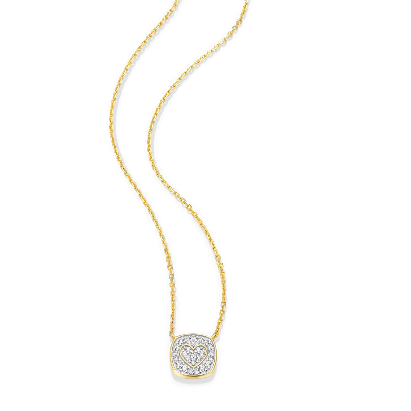 Heart Emblem Cushion Necklace in 14K Yellow Gold-Plated Sterling Silver | M by Monte Luna