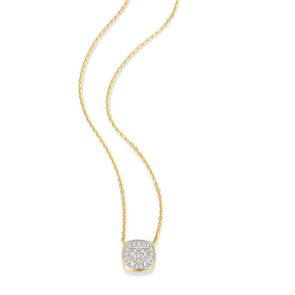 Heart Emblem Cushion Necklace in 14K Yellow Gold-Plated Sterling Silver | M by Monte Luna