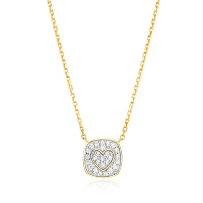 Heart Emblem Cushion Necklace in 14K Yellow Gold-Plated Sterling Silver | M by Monte Luna