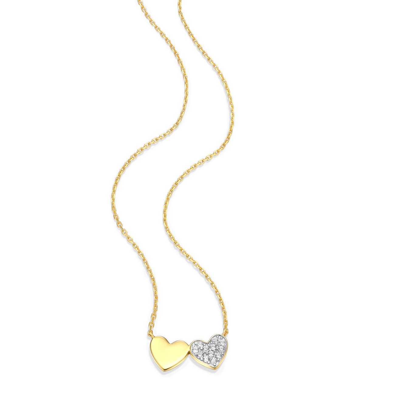Twin Heart Necklace in 14K Yellow Gold-Plated Sterling Silver | M by Monte Luna