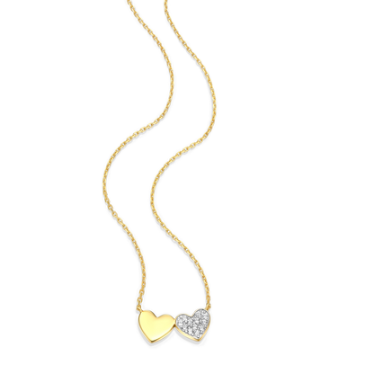 Twin Heart Necklace in 14K Yellow Gold-Plated Sterling Silver | M by Monte Luna