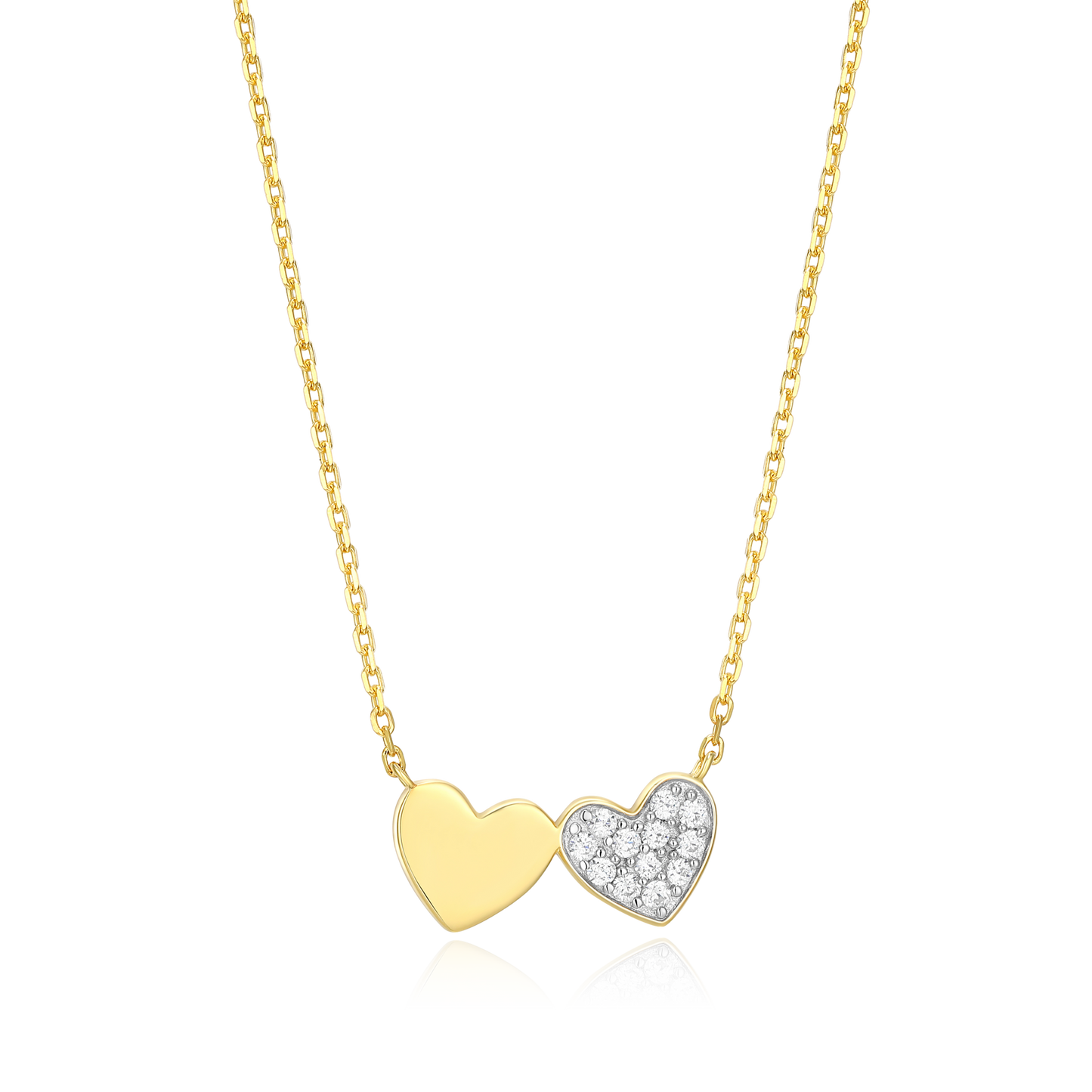 Twin Heart Necklace in 14K Yellow Gold-Plated Sterling Silver | M by Monte Luna