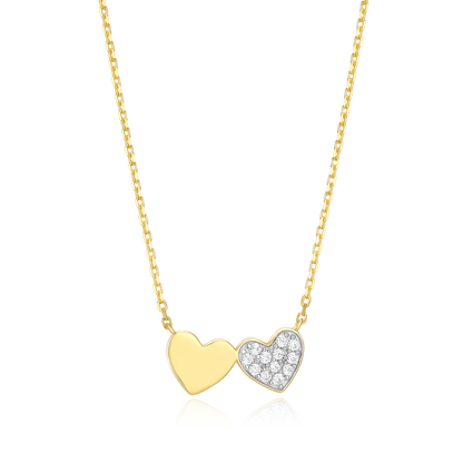 Twin Heart Necklace in 14K Yellow Gold-Plated Sterling Silver | M by Monte Luna