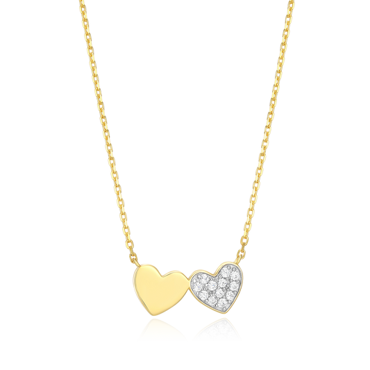 Twin Heart Necklace in 14K Yellow Gold-Plated Sterling Silver | M by Monte Luna