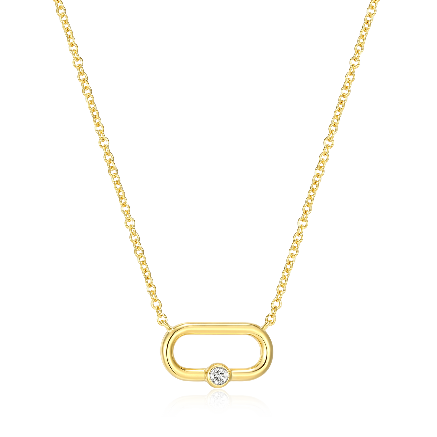 Paperclip & Lab-Created Diamond Accent Pendant Necklace in 14K Yellow Gold-Plated Sterling Silver | M by Monte Luna