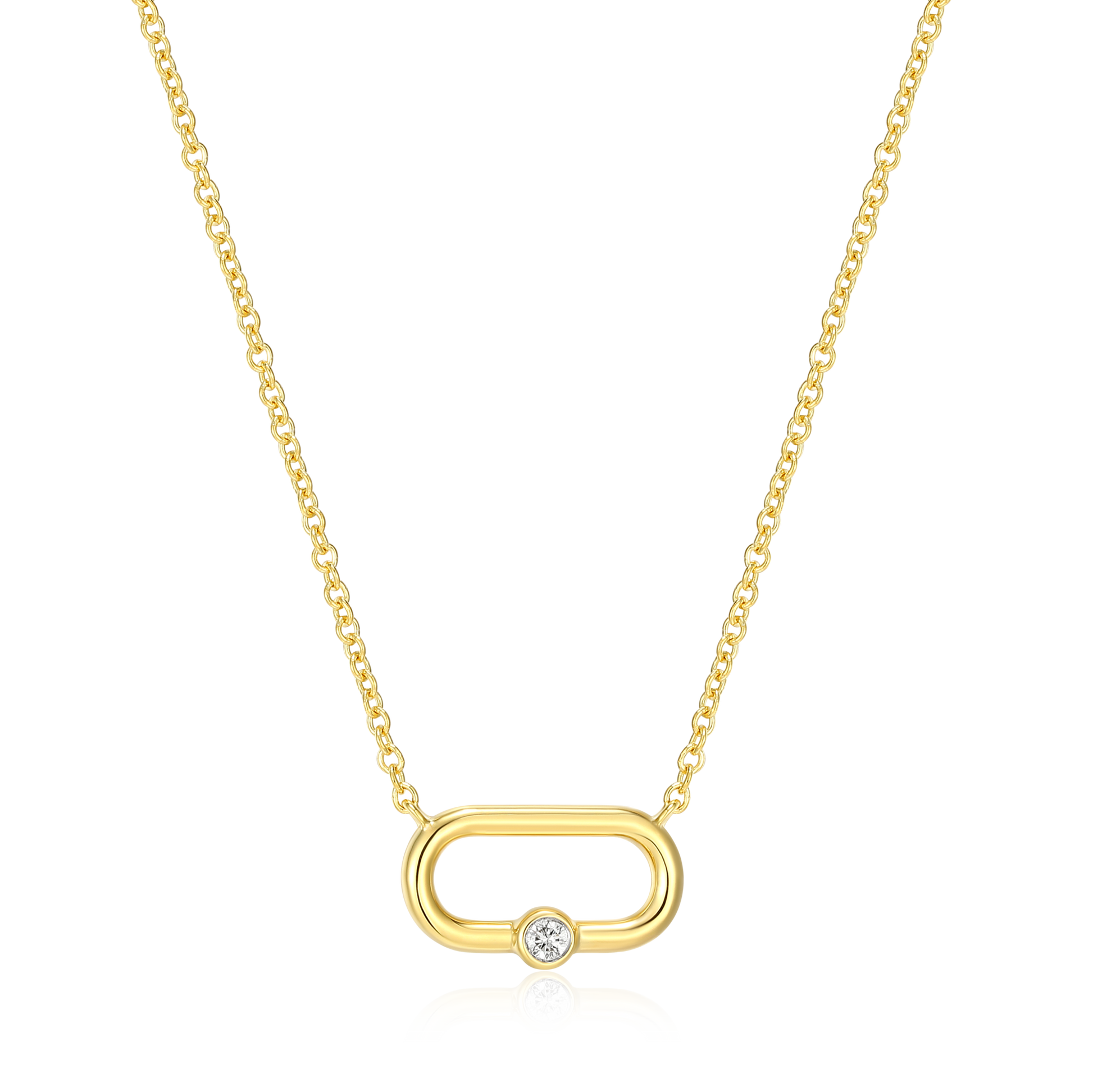 Paperclip & Lab-Created Diamond Accent Pendant Necklace in 14K Yellow Gold-Plated Sterling Silver | M by Monte Luna