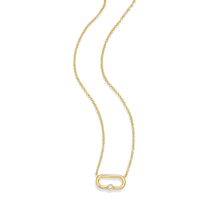 Paperclip & Lab-Created Diamond Accent Pendant Necklace in 14K Yellow Gold-Plated Sterling Silver | M by Monte Luna