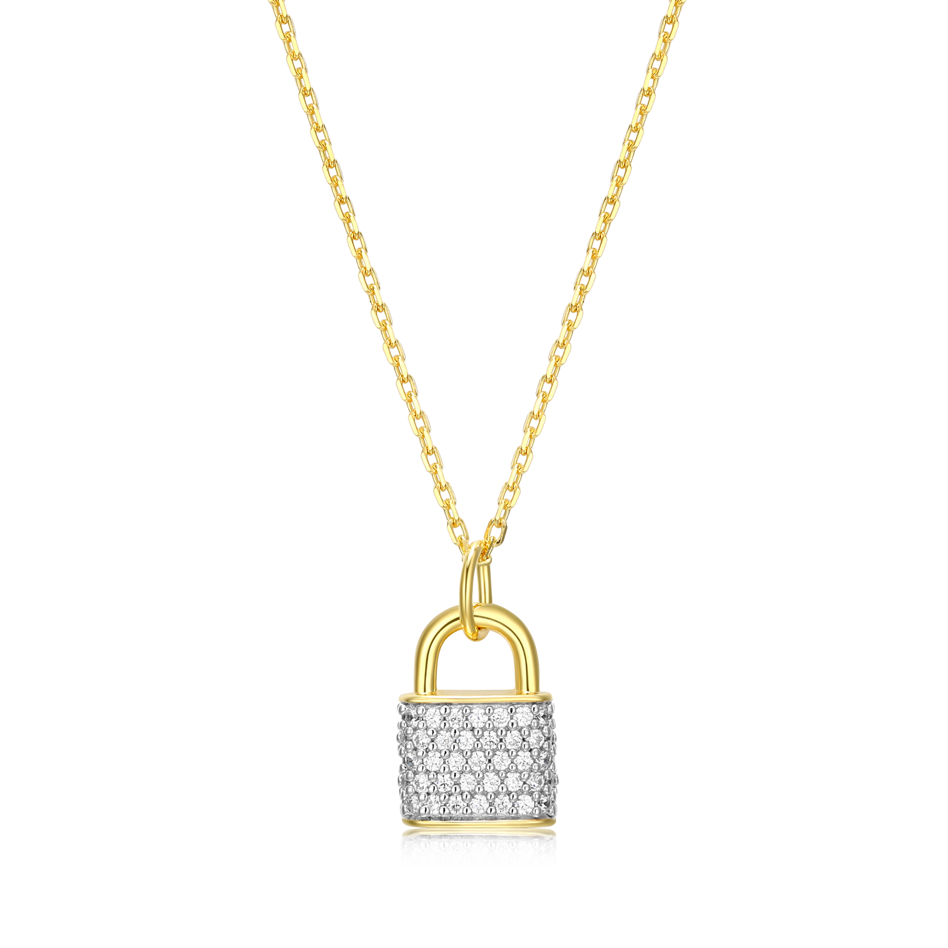 Lock Pendant Necklace in 14K Yellow Gold-Plated Sterling Silver | M by Monte Luna