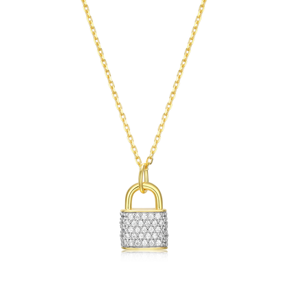 Lock Pendant Necklace in 14K Yellow Gold-Plated Sterling Silver | M by Monte Luna