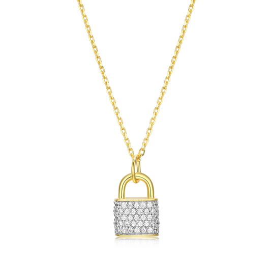 Lock Pendant Necklace in 14K Yellow Gold-Plated Sterling Silver | M by Monte Luna