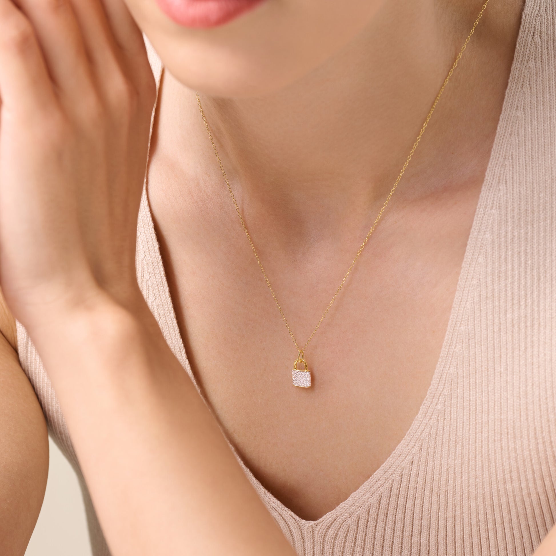 Lock Pendant Necklace in 14K Yellow Gold-Plated Sterling Silver | M by Monte Luna