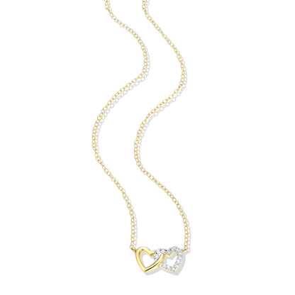 Open Twin Heart Necklace in 14K Yellow Gold-Plated Sterling Silver | M by Monte Luna