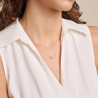 Open Twin Heart Necklace in 14K Yellow Gold-Plated Sterling Silver | M by Monte Luna