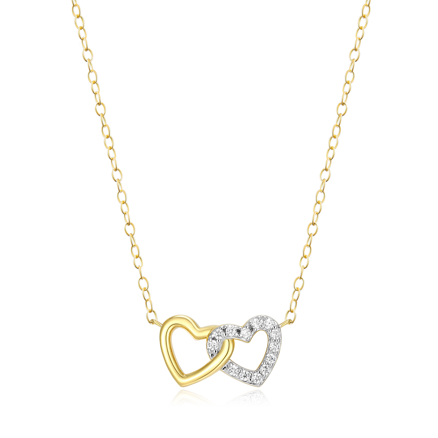 Open Twin Heart Necklace in 14K Yellow Gold-Plated Sterling Silver | M by Monte Luna