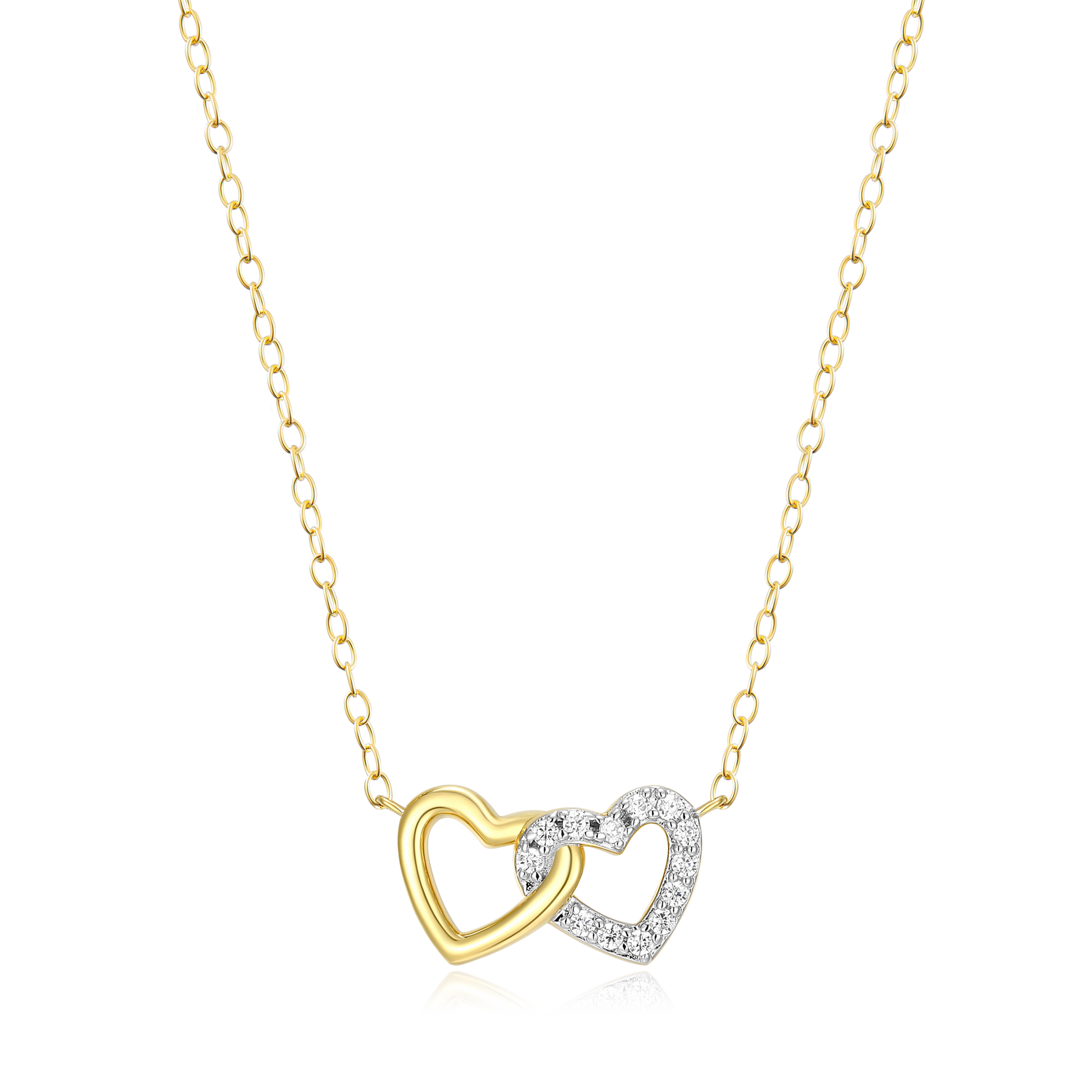 Open Twin Heart Necklace in 14K Yellow Gold-Plated Sterling Silver | M by Monte Luna