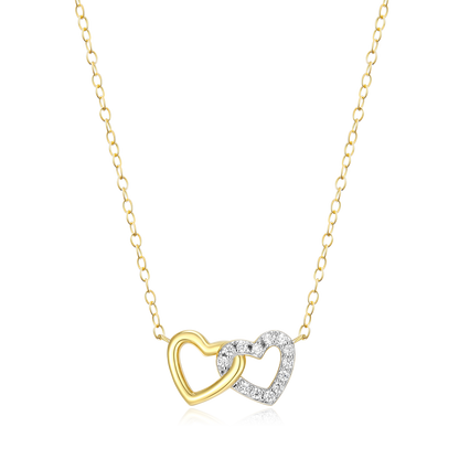 Open Twin Heart Necklace in 14K Yellow Gold-Plated Sterling Silver | M by Monte Luna