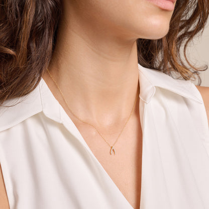 Wishbone Pendant Necklace in 14K Yellow Gold-Plated Sterling Silver | M by Monte Luna
