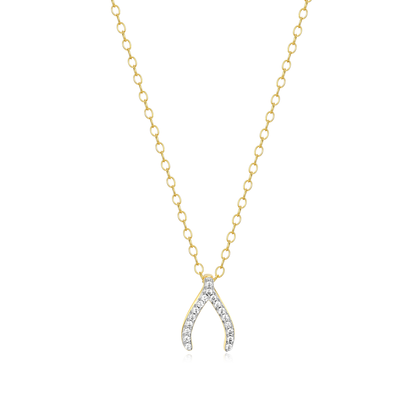 Wishbone Pendant Necklace in 14K Yellow Gold-Plated Sterling Silver | M by Monte Luna