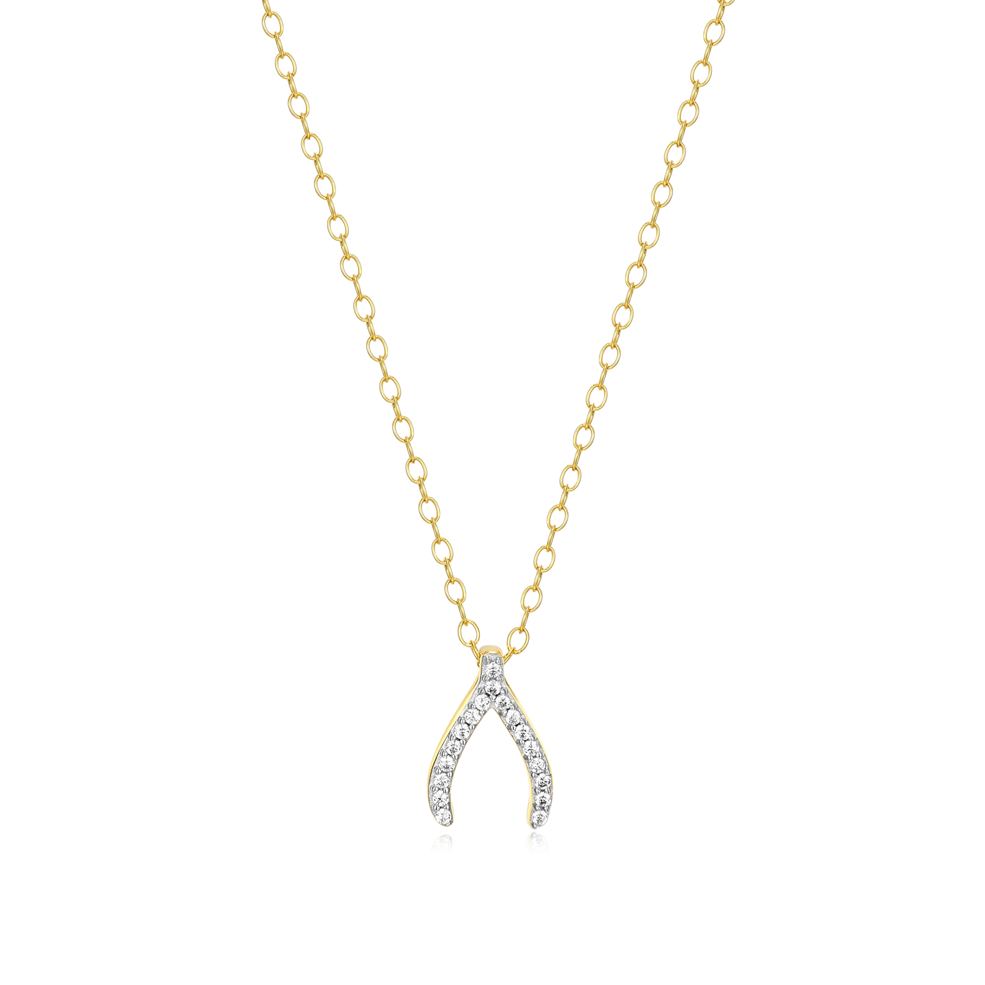 Wishbone Pendant Necklace in 14K Yellow Gold-Plated Sterling Silver | M by Monte Luna