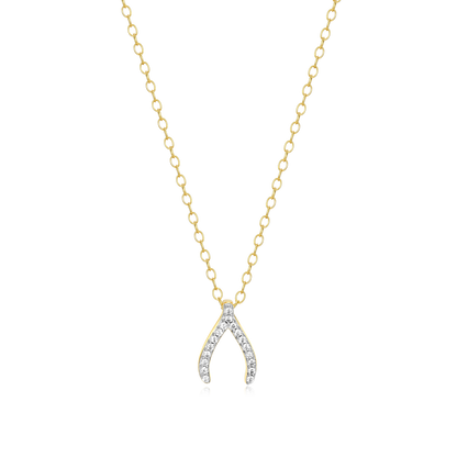 Wishbone Pendant Necklace in 14K Yellow Gold-Plated Sterling Silver | M by Monte Luna