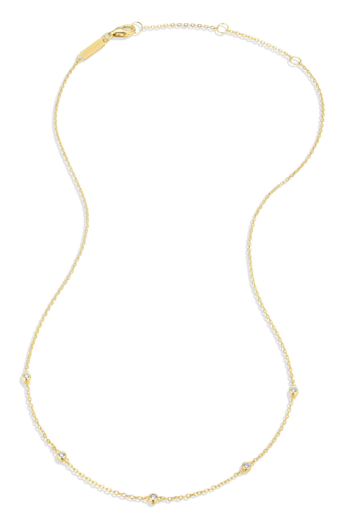 Bezel-Set Lab-Created Diamond Station Necklace in 14K Yellow Gold-Plated Sterling Silver | M by Monte Luna
