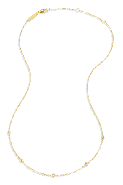 Bezel-Set Lab-Created Diamond Station Necklace in 14K Yellow Gold-Plated Sterling Silver | M by Monte Luna