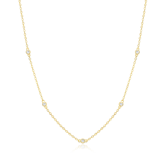Bezel-Set Lab-Created Diamond Station Necklace in 14K Yellow Gold-Plated Sterling Silver | M by Monte Luna