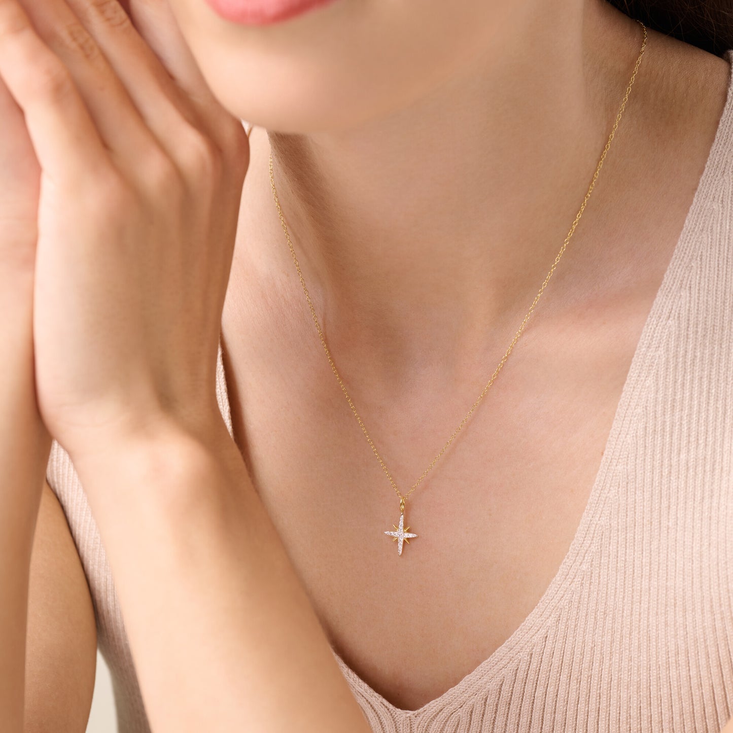 Cardinal Points Pendant Necklace in 14K Yellow Gold-Plated Sterling Silver | M by Monte Luna