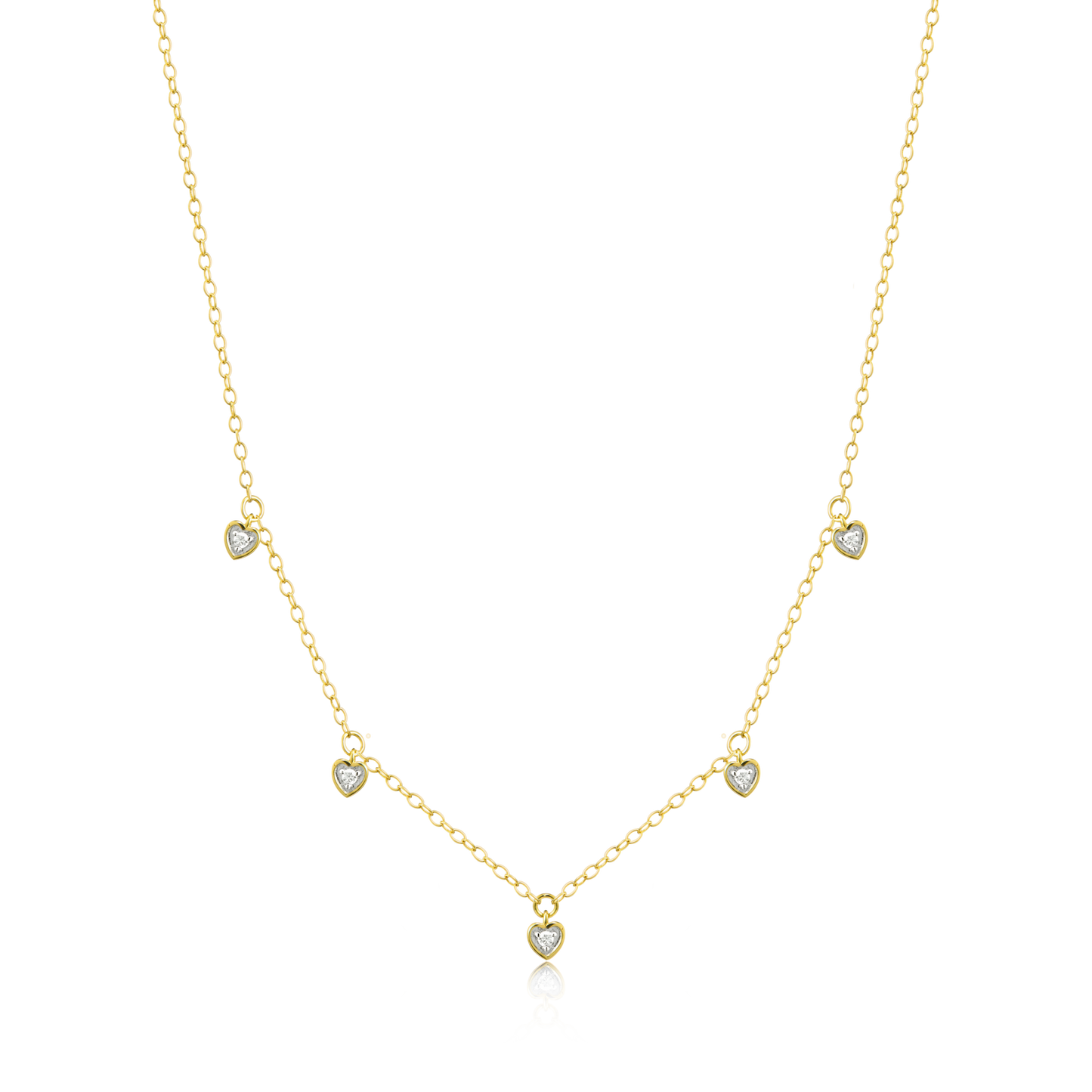 Dangling Hearts Necklace in 14K Yellow Gold-Plated Sterling Silver | M by Monte Luna