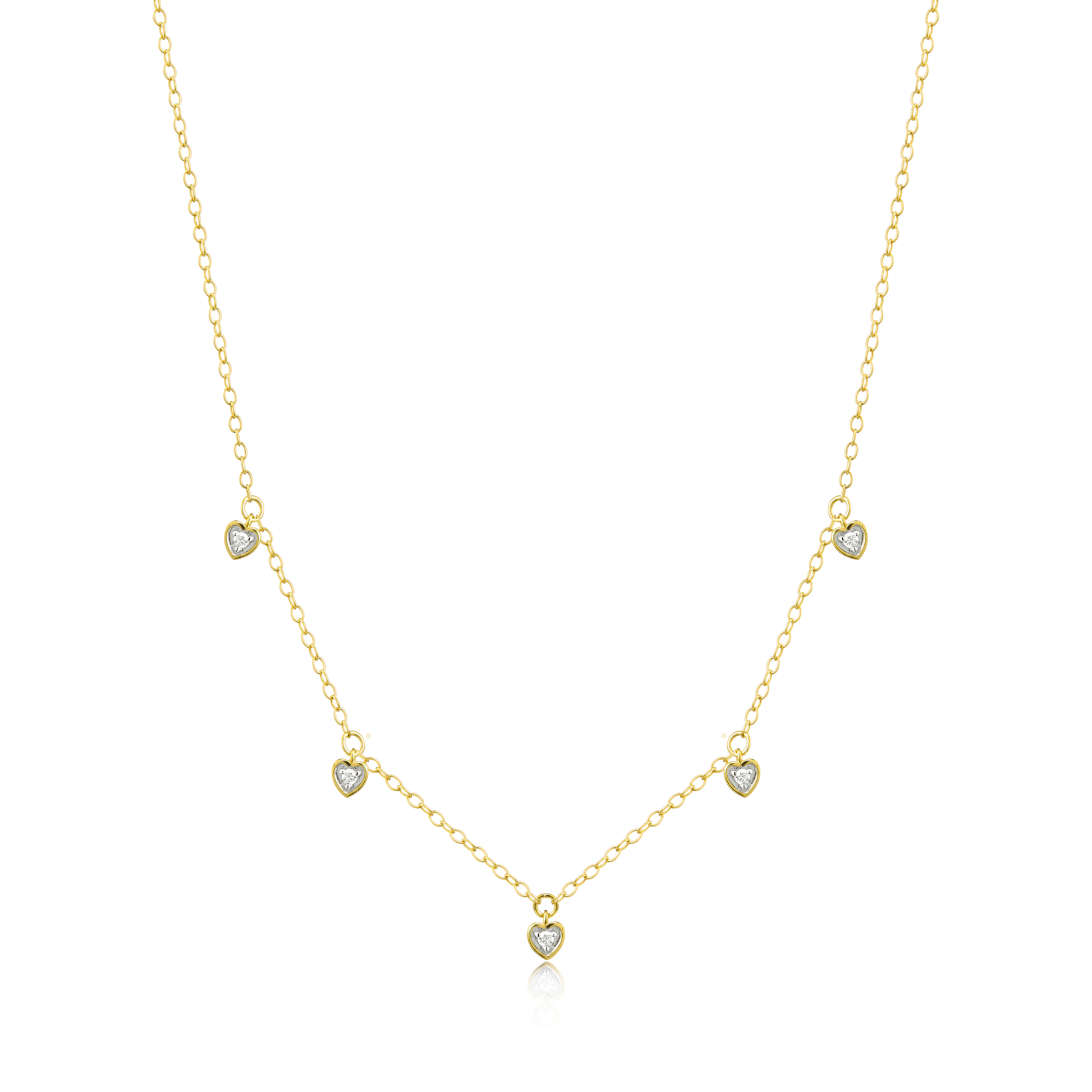Dangling Hearts Necklace in 14K Yellow Gold-Plated Sterling Silver | M by Monte Luna
