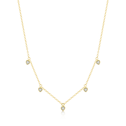 Dangling Hearts Necklace in 14K Yellow Gold-Plated Sterling Silver | M by Monte Luna