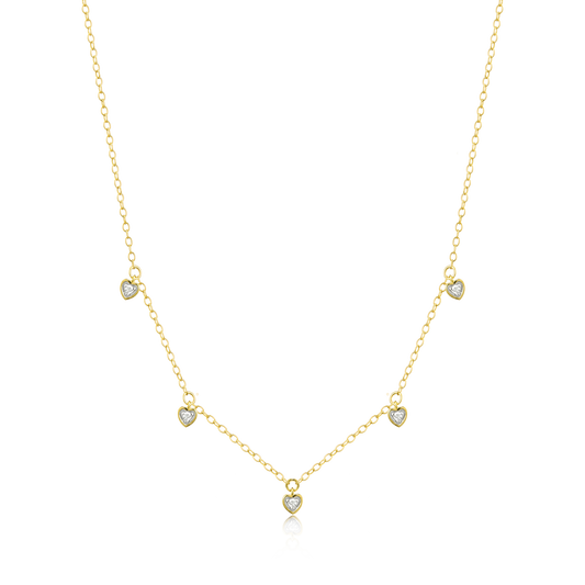 Dangling Hearts Necklace in 14K Yellow Gold-Plated Sterling Silver | M by Monte Luna