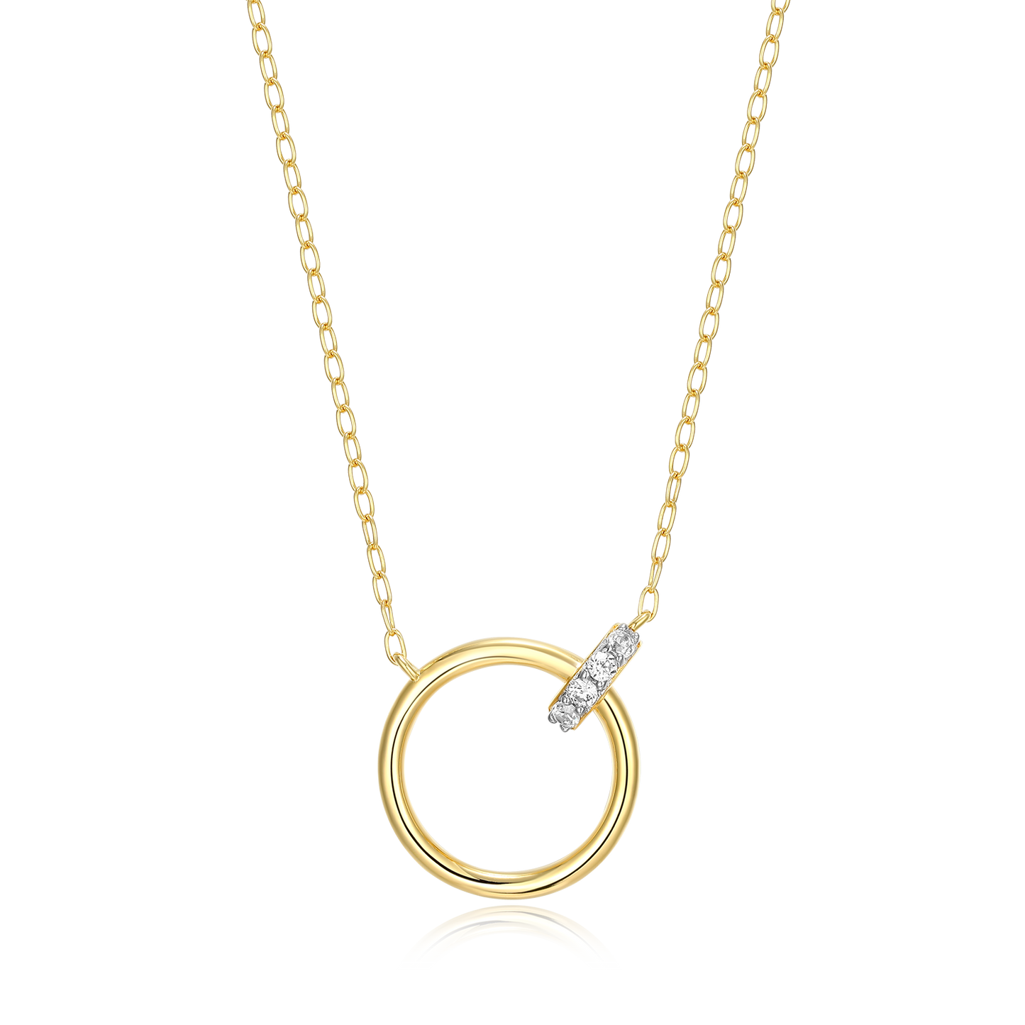 Open Circle Link Lab-Created Diamond Necklace in 14K Gold & Rhodium-Plated Sterling Silver | M by Monte Luna