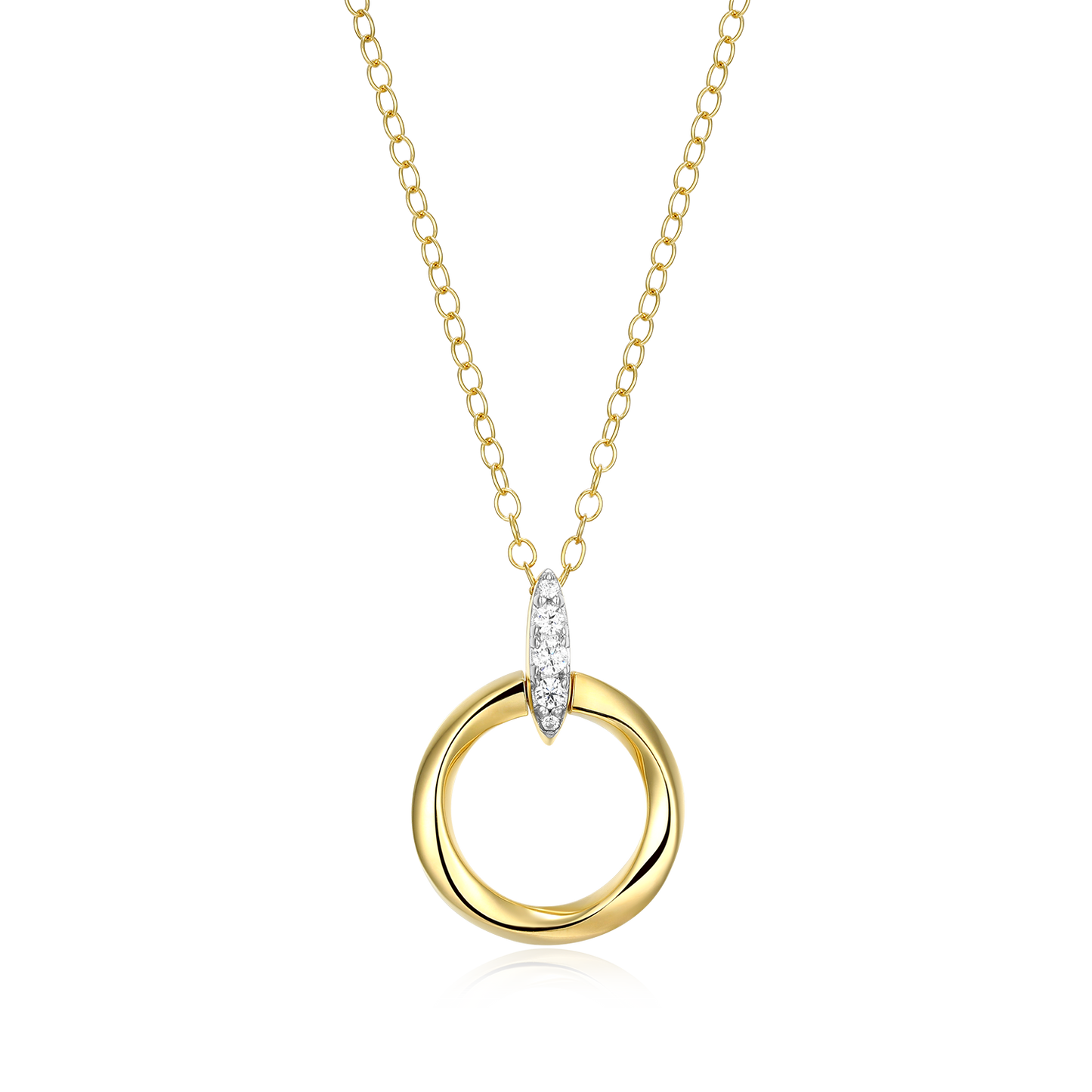 Knife Edge Circle Link Lab-Created Diamond Pendant Necklace in 14K Gold & Rhodium-Plated Sterling Silver | M by Monte Luna