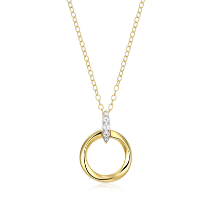 Knife Edge Circle Link Lab-Created Diamond Pendant Necklace in 14K Gold & Rhodium-Plated Sterling Silver | M by Monte Luna