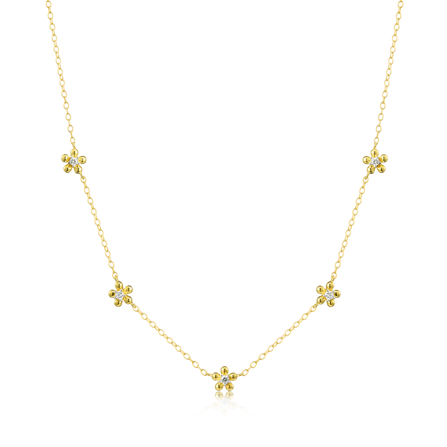 Flower Station Necklace in 14K Yellow Gold-Plated Sterling Silver | M by Monte Luna