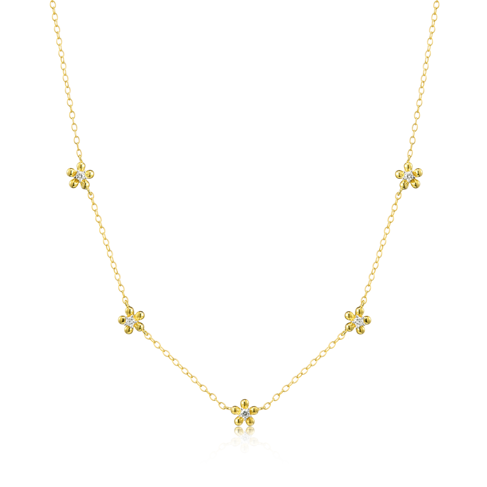 Flower Station Necklace in 14K Yellow Gold-Plated Sterling Silver | M by Monte Luna