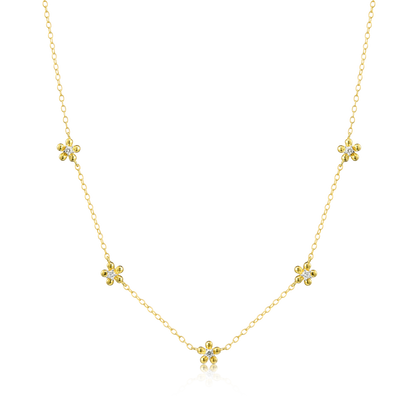 Flower Station Necklace in 14K Yellow Gold-Plated Sterling Silver | M by Monte Luna