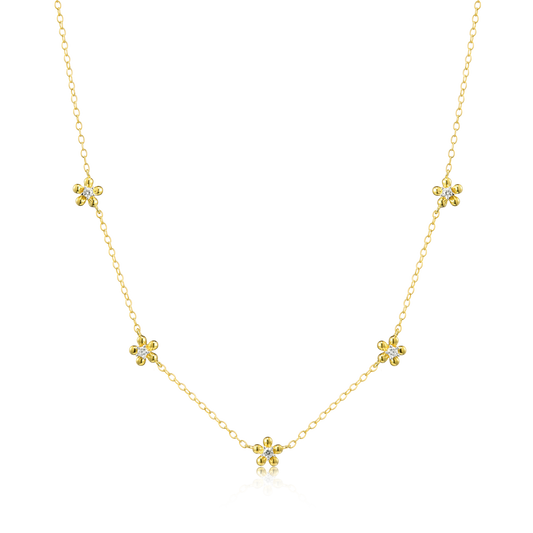 Flower Station Necklace in 14K Yellow Gold-Plated Sterling Silver | M by Monte Luna