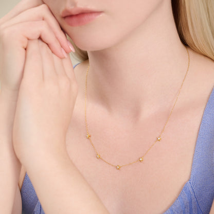 Flower Station Necklace in 14K Yellow Gold-Plated Sterling Silver | M by Monte Luna