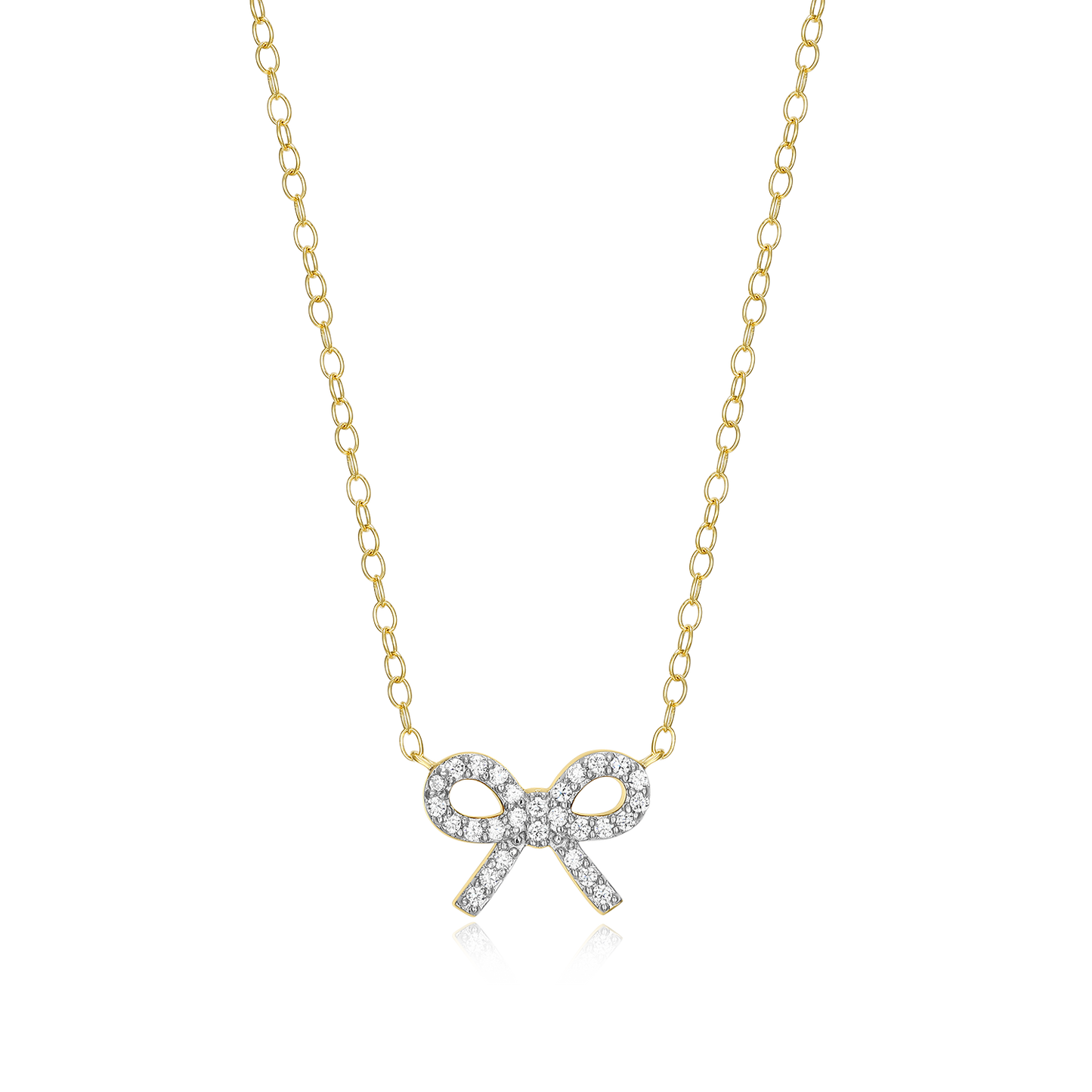 Ribbon Bow Lab-Created Diamond Charm Necklace in 14K Gold & Rhodium-Plated Sterling Silver | M by Monte Luna