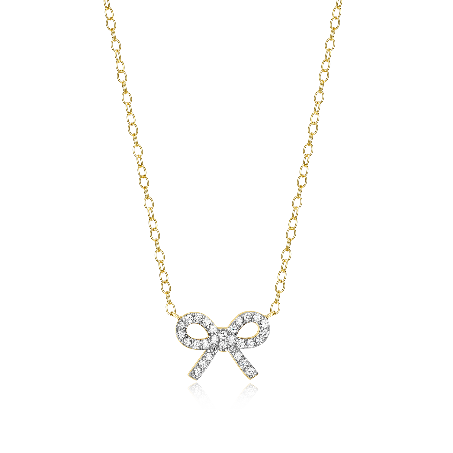 Ribbon Bow Lab-Created Diamond Charm Necklace in 14K Gold & Rhodium-Plated Sterling Silver | M by Monte Luna