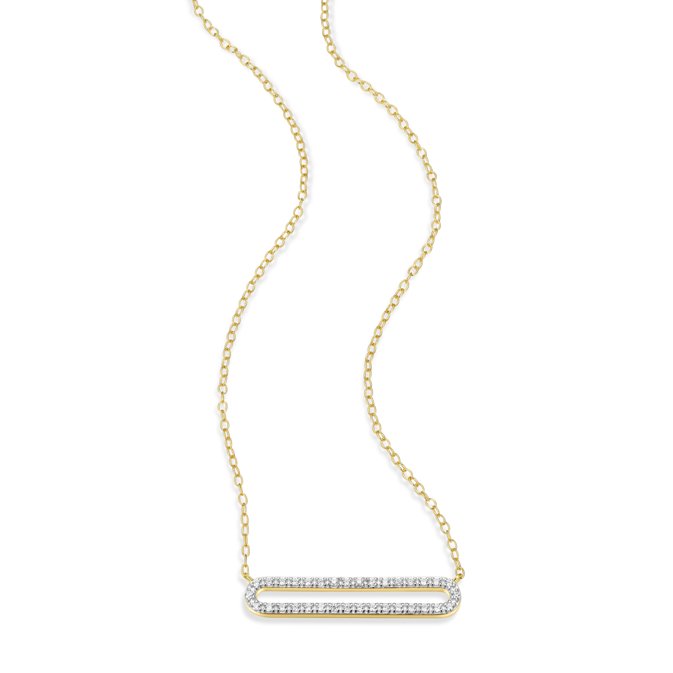 Pave Paperclip Pendant Necklace in 14K Yellow Gold-Plated Sterling Silver | M by Monte Luna