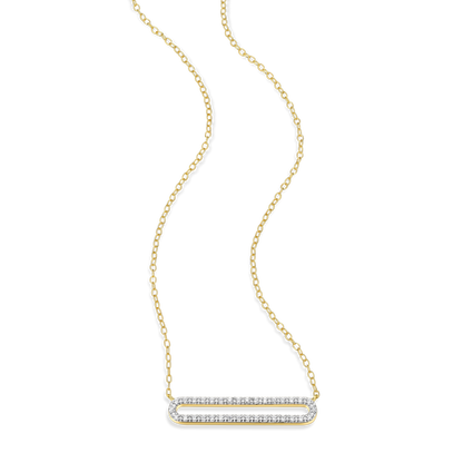 Pave Paperclip Pendant Necklace in 14K Yellow Gold-Plated Sterling Silver | M by Monte Luna