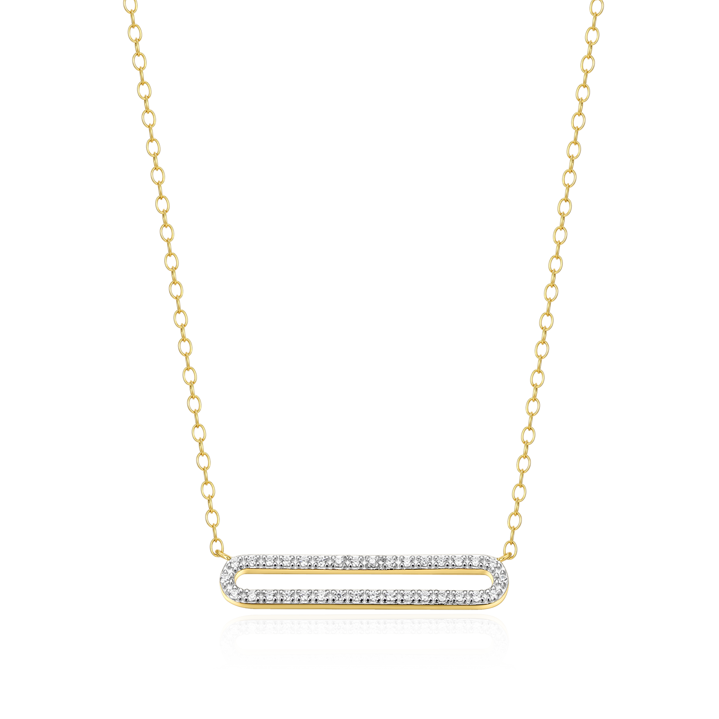 Pave Paperclip Pendant Necklace in 14K Yellow Gold-Plated Sterling Silver | M by Monte Luna