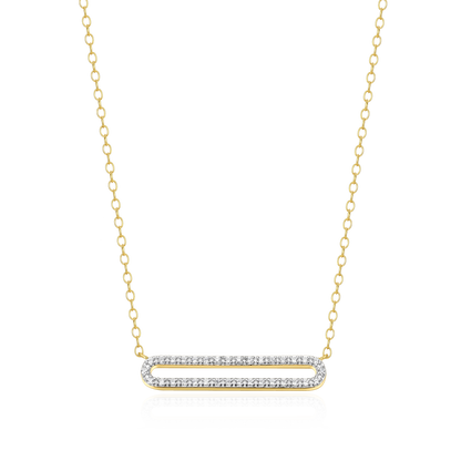 Pave Paperclip Pendant Necklace in 14K Yellow Gold-Plated Sterling Silver | M by Monte Luna