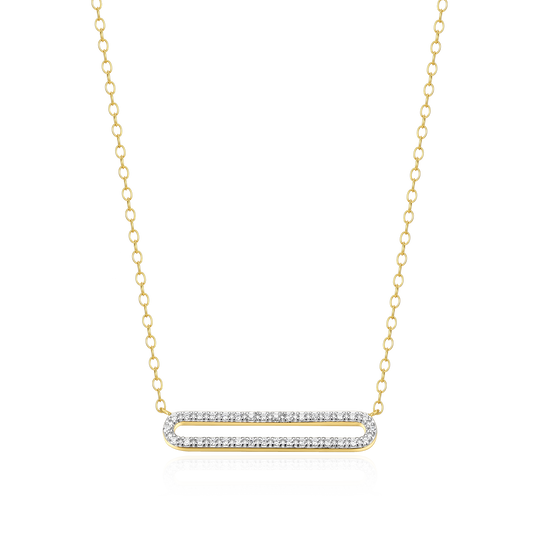 Pave Paperclip Pendant Necklace in 14K Yellow Gold-Plated Sterling Silver | M by Monte Luna